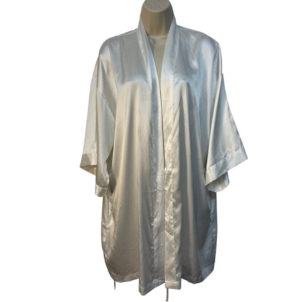 Victoria's Secret I Do Bride Satin‎ Robe Ivory Rhinestone Wedding Kimono OS